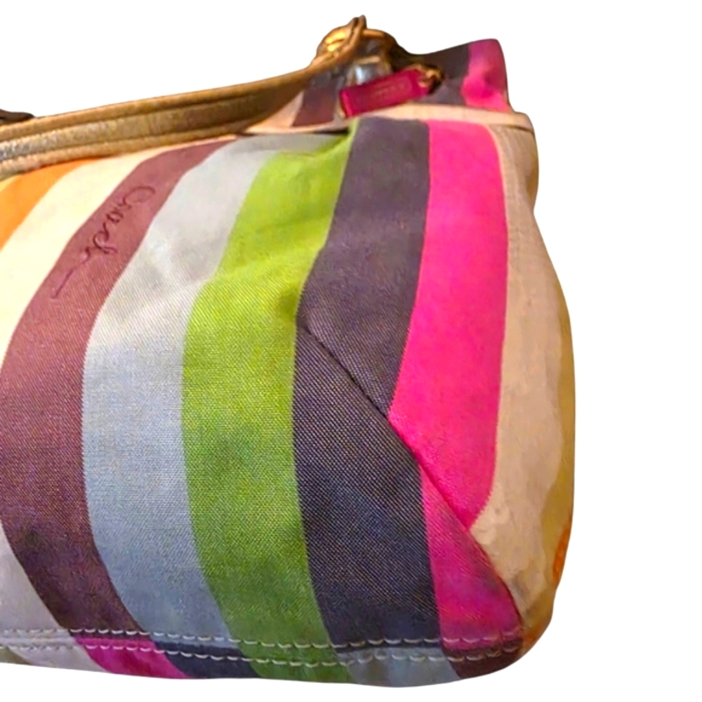 COACH Legacy Poppy Colorful Striped Sequin Large Glam Boho 19021 Tote - Picture 13 of 15